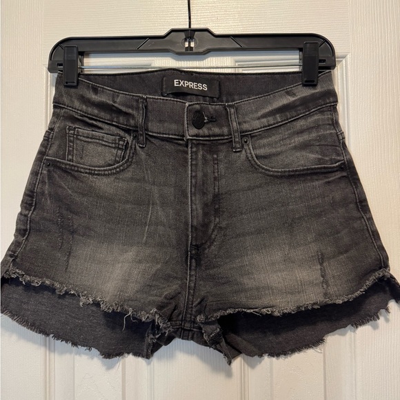 Express Women's High Waisted Shortie Denim Shorts - Picture 1 of 3